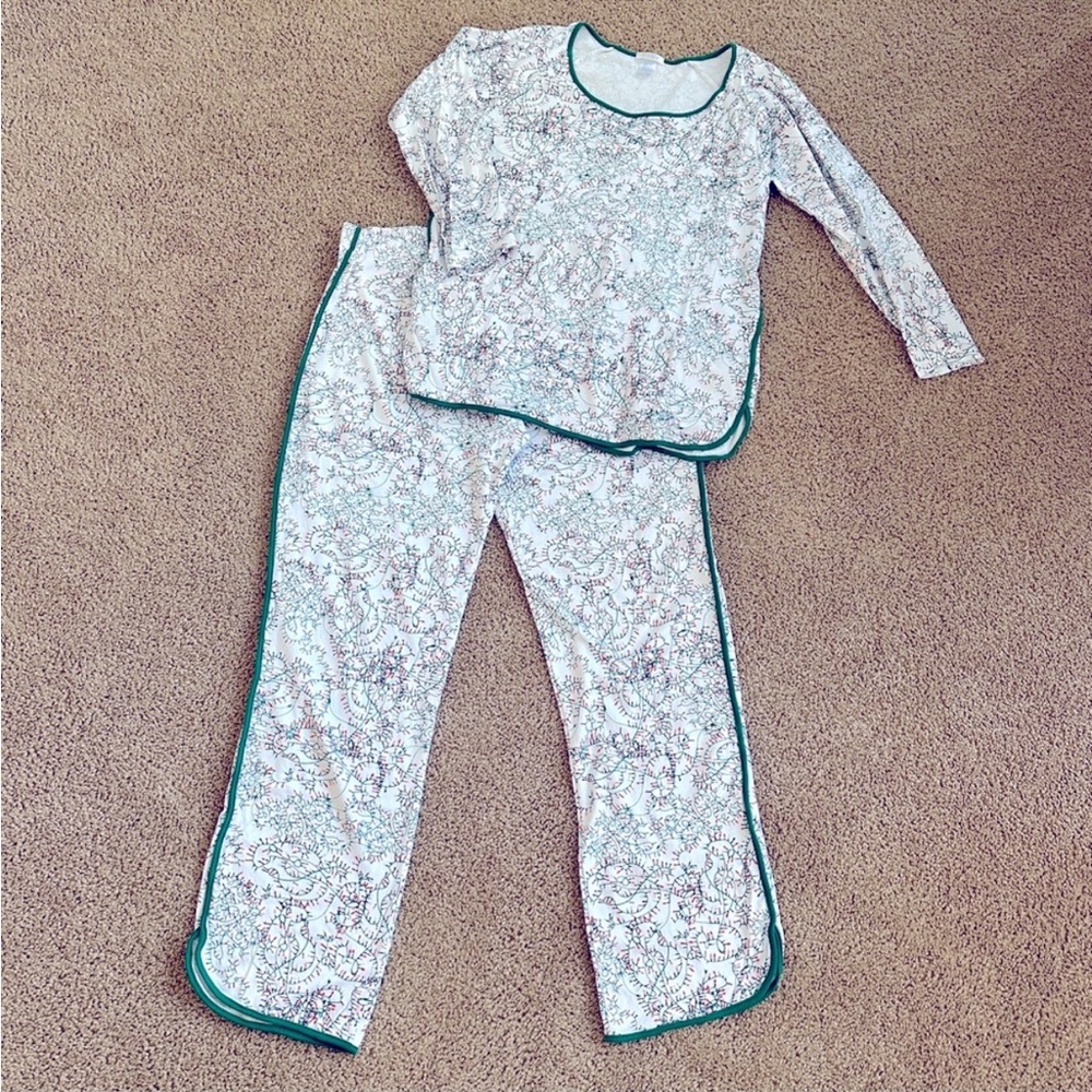 Lake Pajamas Pima Cotton Christmas Pajama Set in Tangled Lights Pattern